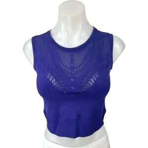 Athleta Ujjayi Blue Sleeveless Mesh Activewear Yoga Pullover Crop Tank Top S/M